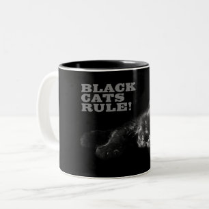 Black Cats Rule - Sleepy Hello Darkness Two-Tone Coffee Mug