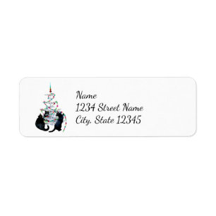 Black Cats sapin de Noël Étiquettes de adresse