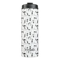 Black Cats Seamless Pattern Custom Name 