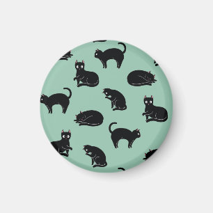 Black Cats Seamless Pattern Magnet