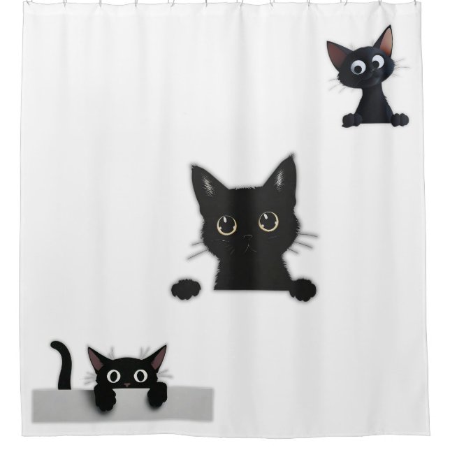 Black Cats Shower Curtain (Front)