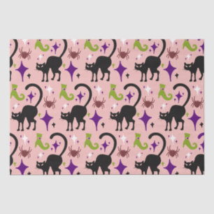 Black Cats Spiders Lime Witch's Boots Halloween Tissue Paper