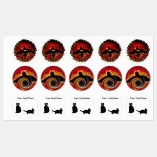 Black Cats, Spooky Bats Halloween Personalized