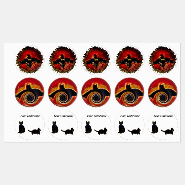 Black Cats, Spooky Bats Halloween Personalized (Sheet)