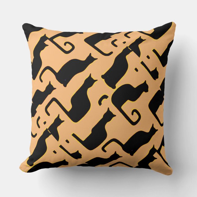 Black Cats Throw Pillow (Front)