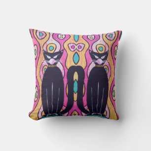 Black Cats Throw Pillow Home Decor