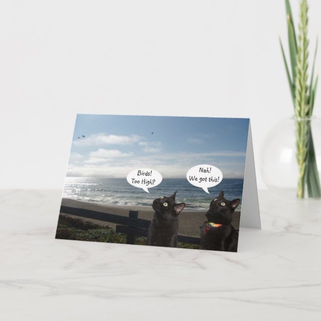 Black Cats Want Birds Encouragement Card (Front)