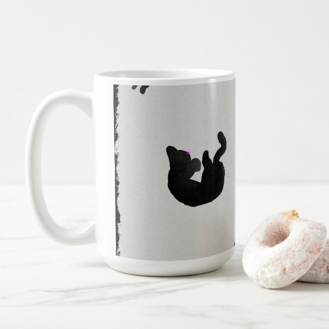 Black Cats Watercolor Coffee Mug (With Donut)