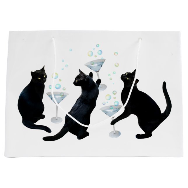Black Cats with Martinis Gift Bag (Front)