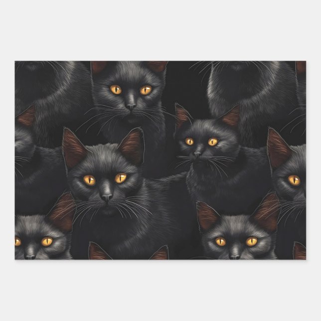 Black Cats  Wrapping Paper Sheet (Front)