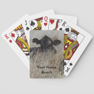 Black Cattle Calf 1- Your Name Ranch or Farm Playing Cards