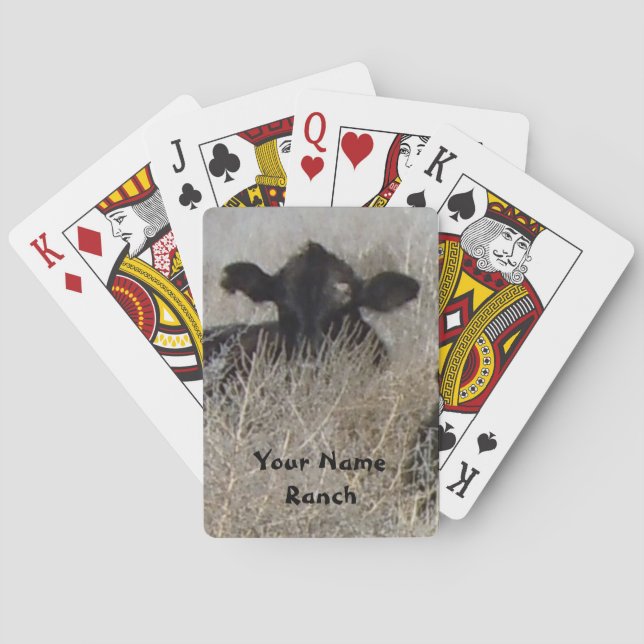 Black Cattle Calf 1- Your Name Ranch or Farm Playing Cards (Back)