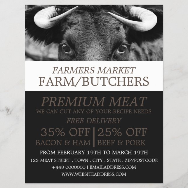 Black Cattle, Farmer & Butcher Advertising Flyer (Front)