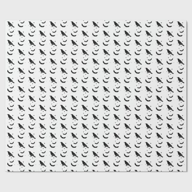 Black Cauldron and Raven Gift Wrapping Paper (Flat)