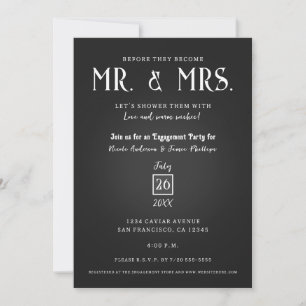 Black Caviar Elegant Mr. & Mrs. Engagement Party  Invitation
