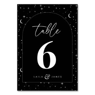 Black Celestial Arched Wedding Table Number
