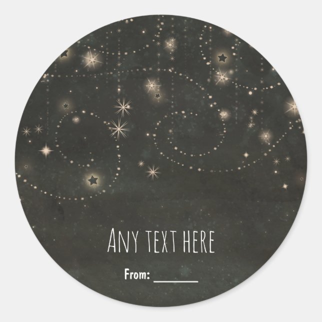 Black Celestial Dark Starry Sky Swirls Favour Classic Round Sticker (Front)
