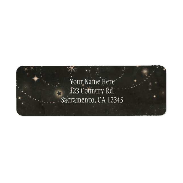 Black Celestial Dark Starry Sky Swirls Invitation (Front)