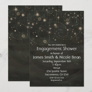 Black Celestial Dark Starry Sky Swirls Invitation