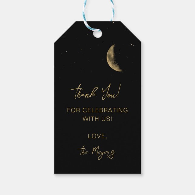 Black Celestial Wedding Favour Tag (Front)