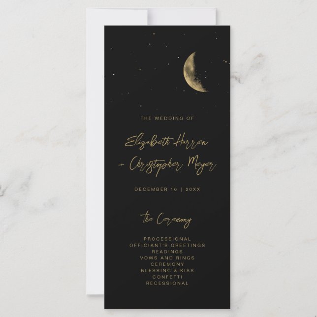 Black Celestial Wedding Program (Front)