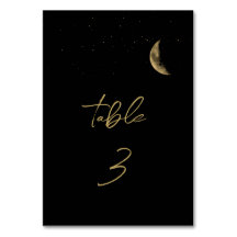 Black Celestial Wedding Table Number Sign