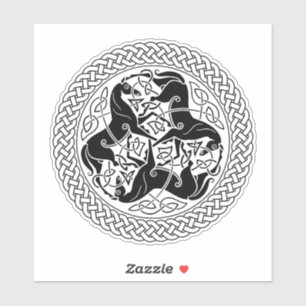 Black Celtic Epona Knot with Horses