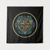 Black Celtic Knot Mandala Wall Tapestry