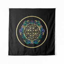 Black Celtic Knot Mandala Wall Tapestry