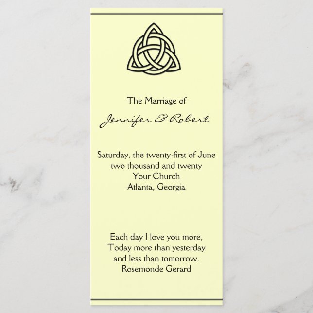 Black Celtic Knot Wedding Programme (Devant)