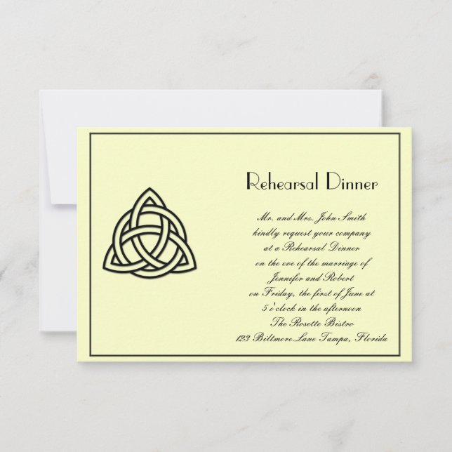 Black Celtic Knot Wedding Rehearsal Invitation (Front)