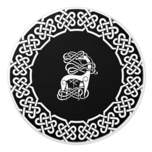 Black Celtic/Nordic deer Ceramic Knob