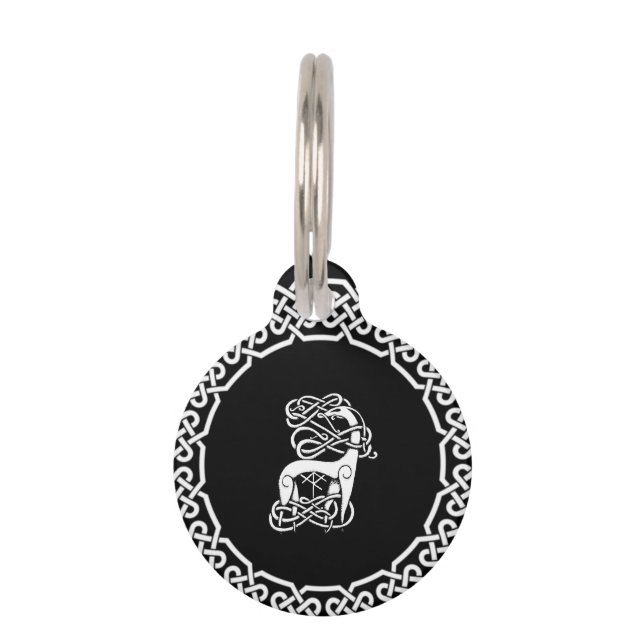 Black Celtic/Nordic deer Pet Tag (Front)