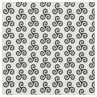 Black Celtic Triple Spiral Triskele on White Fabric