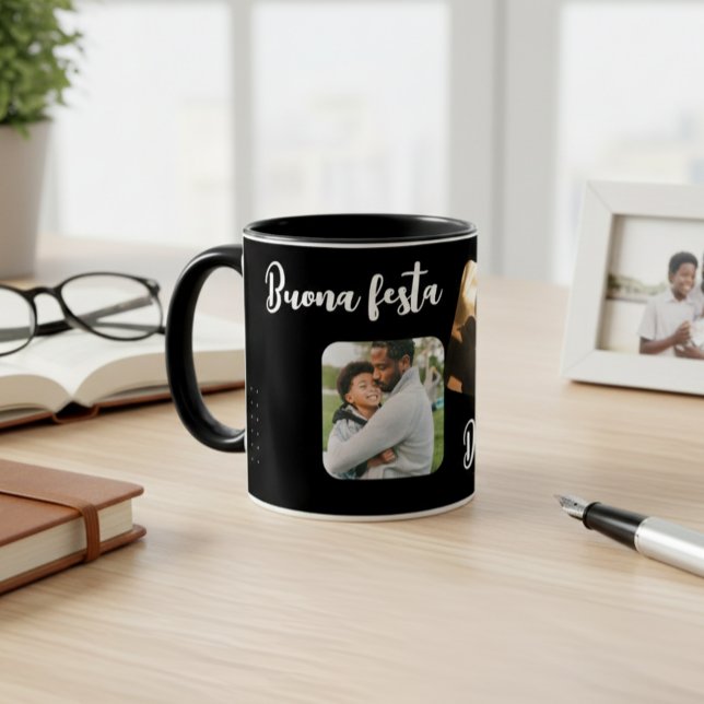 Black Ceramic Personalized Mug for Dad - Elegant  (Créateur téléchargé)