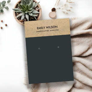 BLACK CERAMIC TERRACOTTA TEXTURE EARRING DISPLAY BUSINESS CARD