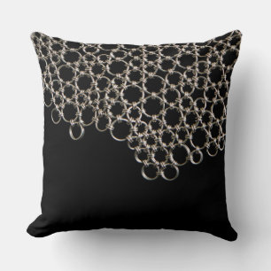 Black Chainmail Links Throw Pillow