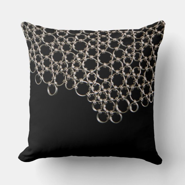 Black Chainmail  Links Throw Pillow (Front)