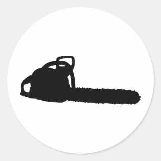 black chainsaw classic round sticker