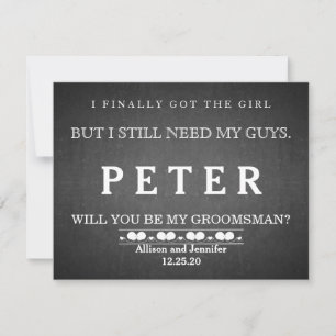 Black Chalk Board "But I Still Need My Guys" Invitation