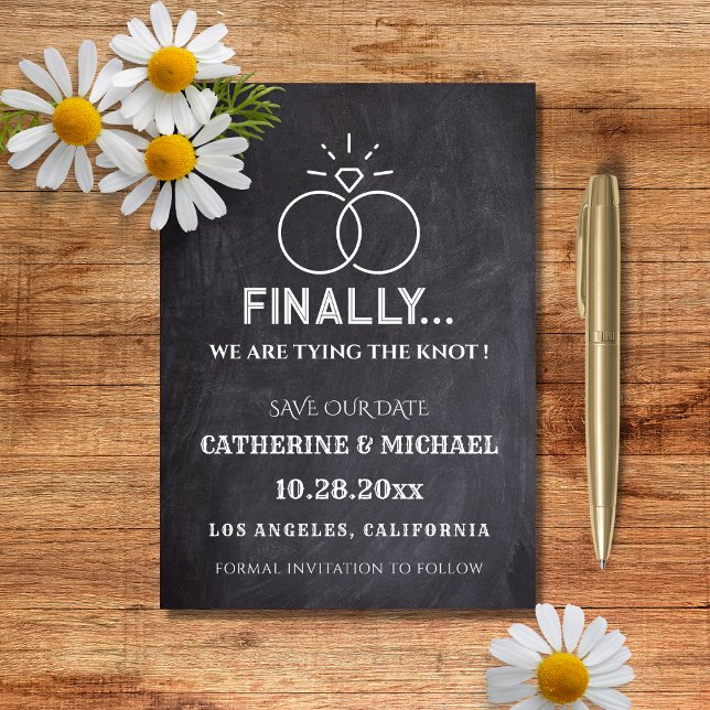 Black Chalk Board Diamond Rings Trendy  Save The Date (Creator Uploaded)