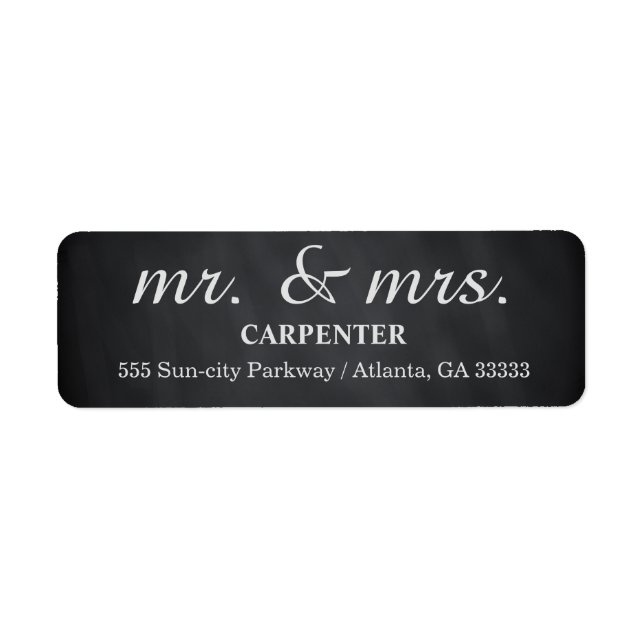 Black Chalk Board Mr. & Mrs. Return Address (Front)