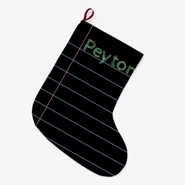 Black Chalk Board Note Paper Christmas Stocking (Front (Hanging))