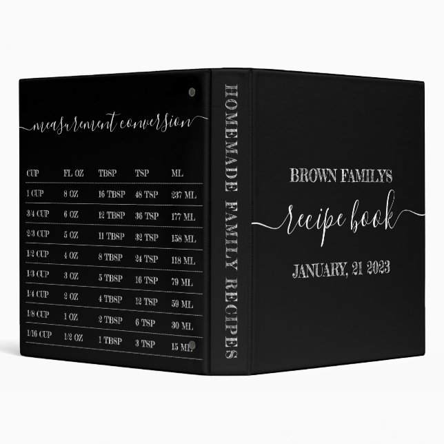 Black Chalk Kitchen Measurement Cook Recipe Binder (Background)
