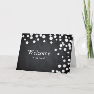 Black Chalkboad Falling Sparkles Polka Dot Welcome Card