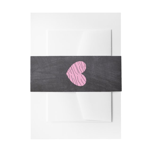 Black Chalkboard and Pink Heart Belly Band Invitation Belly Band (Front Example)