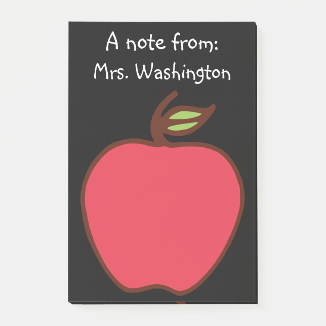 Black Chalkboard Apple Teacher's Post It Notes (Front)