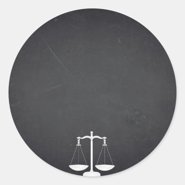 Black Chalkboard Attorney Law Customize Text Classic Round Sticker (Front)