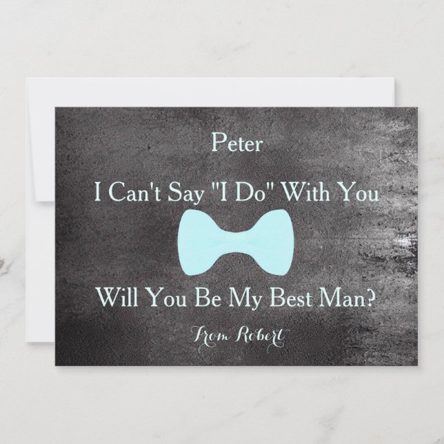 Black Chalkboard Bow Will you be my Bestman Invita Invitation (Front)
