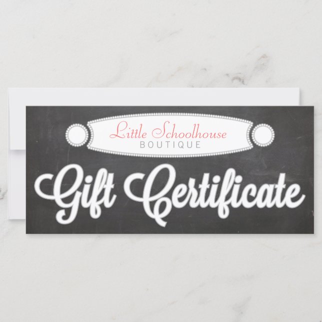 Black Chalkboard - Custom Gift Certificate (Front)